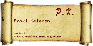 Prokl Kelemen névjegykártya